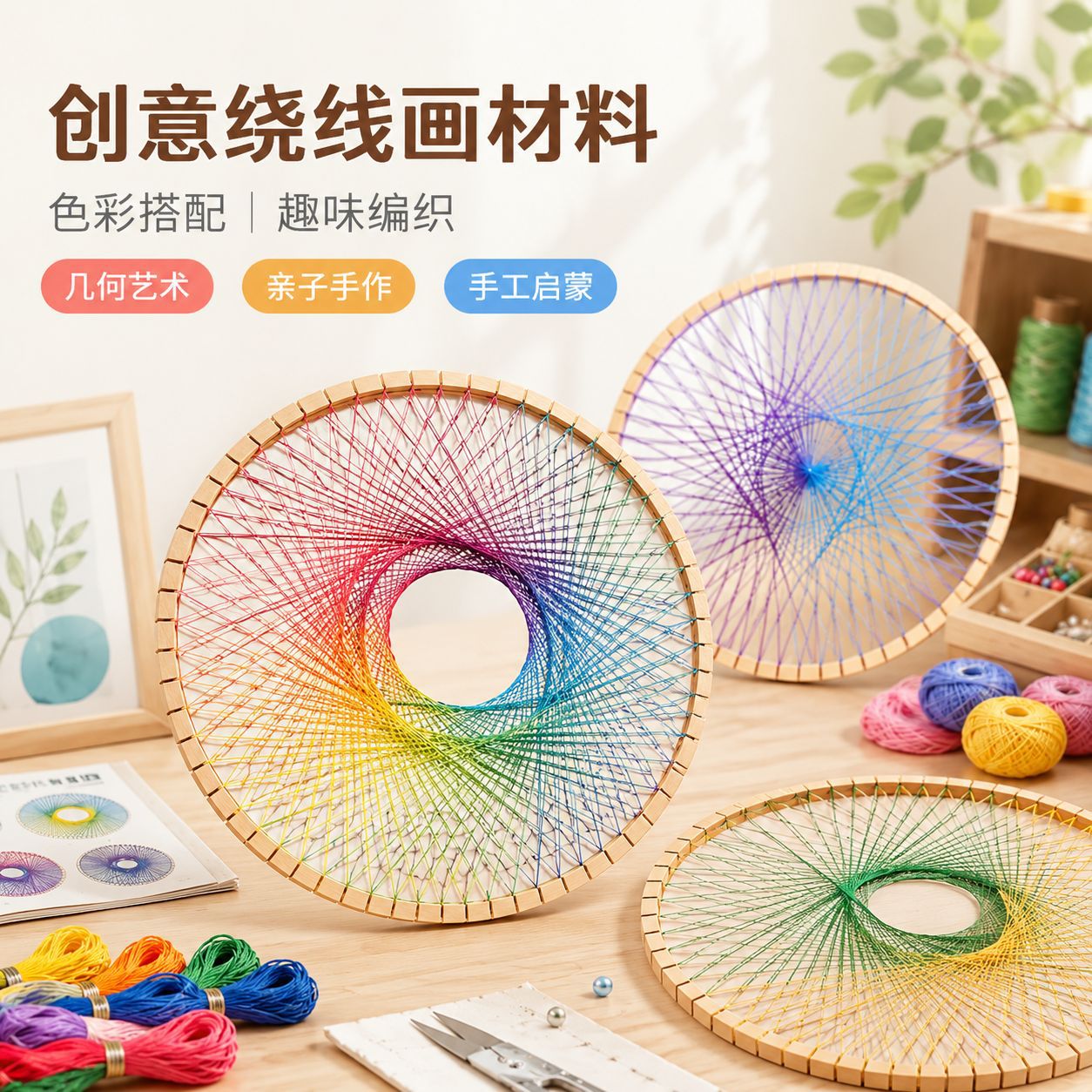 Kindergarten Area Children's Loom Tapestry Weaving Machine DIY Handmade Threading and Sewing Embroidery Frame Handmade Weaving