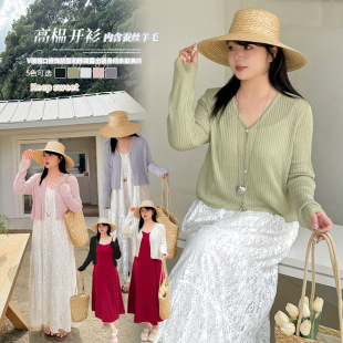 Enoch plus size Women's Silk Wool Korean Candy Color Knitted Cardigan 2025 Thin Top 132028