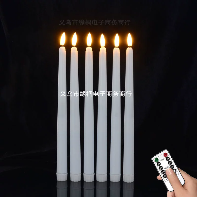 Трансграничный пульт дистанционного управления длинный стержень 28 см Электронная свеча лампа 10 ключей пульт дистанционного управления Свадебный Ресторан Пластиковые поддельные свечи остроконечная свеча