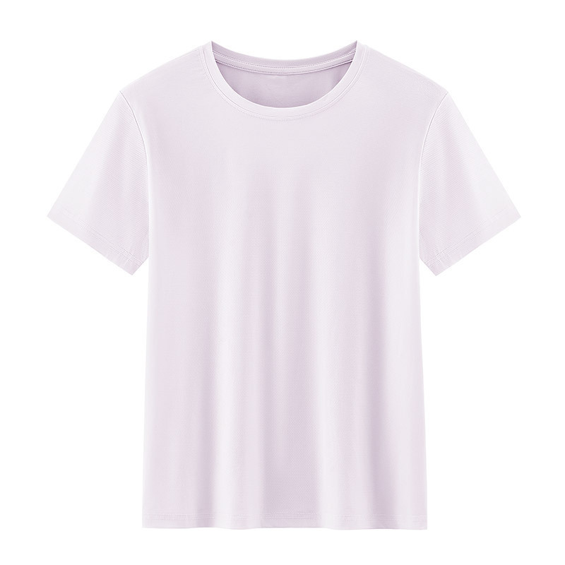 通気性と涼しさを備えたシームレスなアイスシルク速乾性Tシャツレディースラウンドネックルーズ通気性速乾性ビジネスカジュアルTシャツ|undefined