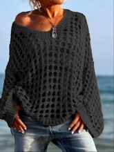 Q 74819 Loose Knit Sweater with Hollow Design �����ο���֯