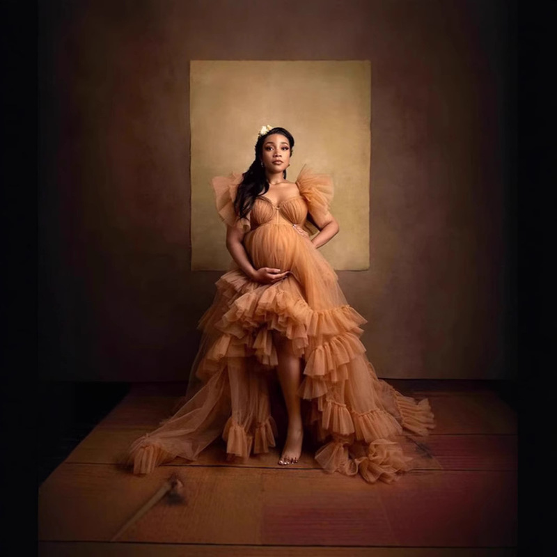 Prom Dress Maternity Dress Shooting Clothing Front Short Back Long Veil Dress Photo Party Party Prom Mesh Dress Women