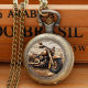 Vintage Copper Motorcycle Riding Design Men's Quartz Pocket Watch with World Time Function