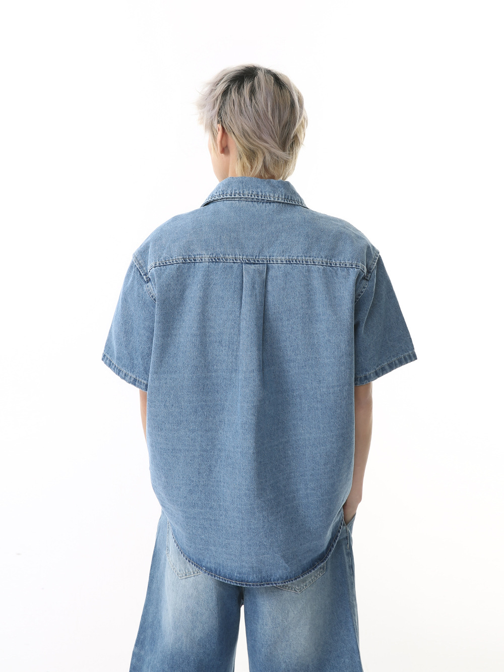 MTLCLOTHES para hombre | Moda americana cleanfit casual lavado blanco camisa de manga corta traje primavera y verano