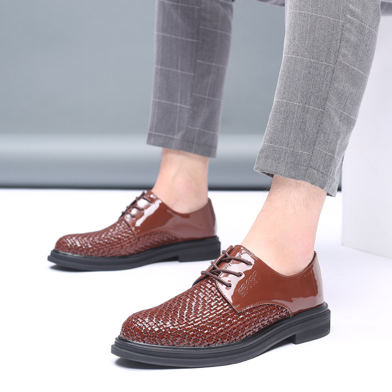 Sandalias de hombre de verano hombre tejido a mano transpirable ropa de negocios casual zapatos de cuero zapatos de hombre zapatos gruesos