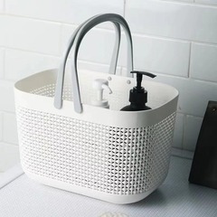 浴室用バス用品バスケット、家庭用卓上バスケット、プラスチック製厚手バスバスケット、収納バスケット、トイレ収納バスケット、ポータブル