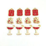 中国风大红福字上上签合金配件滴油葫芦琴饰品意DIY手链吊坠配饰