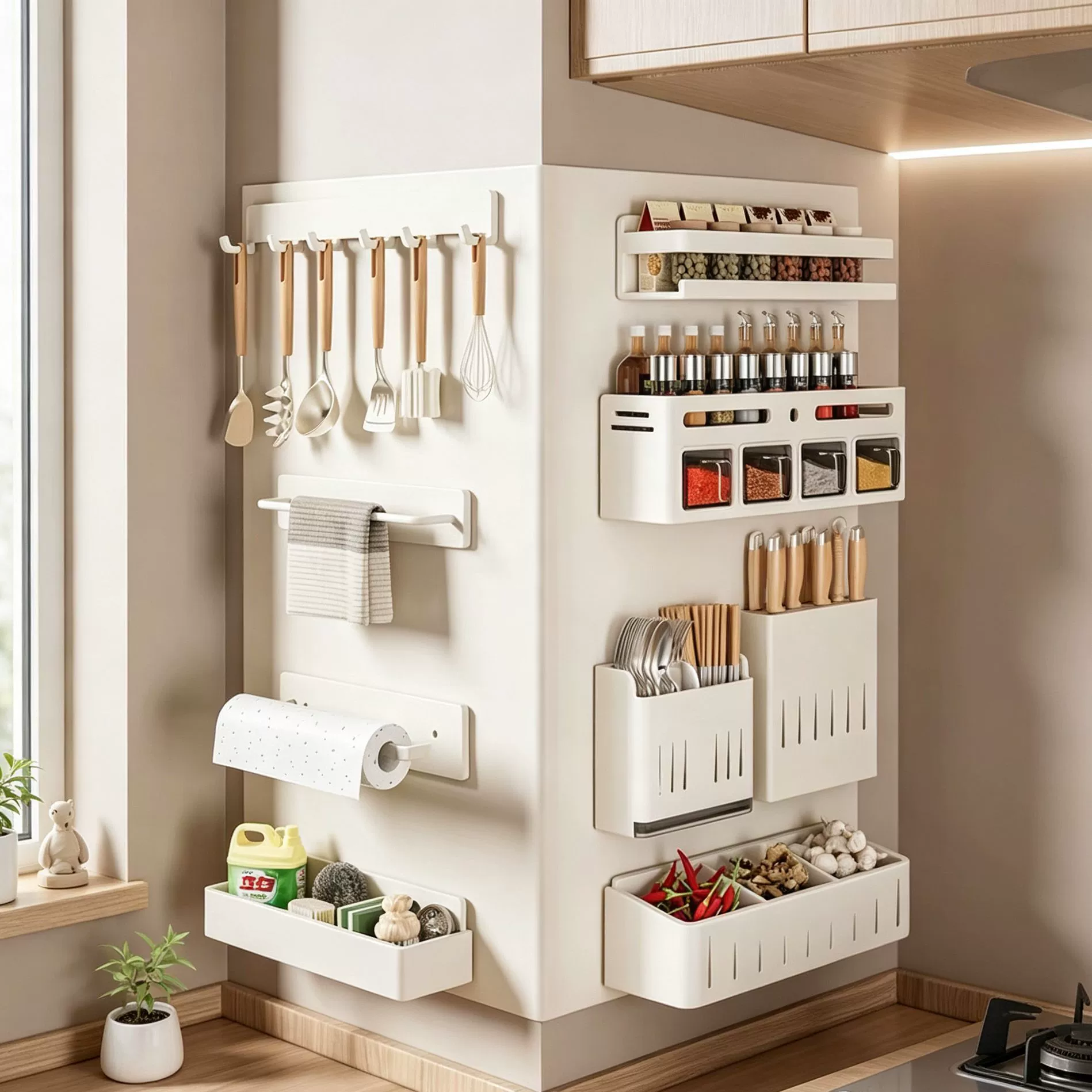 Spice Rack Magnetic Shelf Rack Hook Rack No-drill from Yomiego