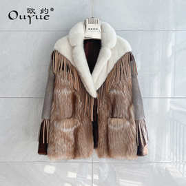 进口天鹅绒水貂貂皮大衣女整貂时尚年轻貂皮皮草外套2024冬季新款