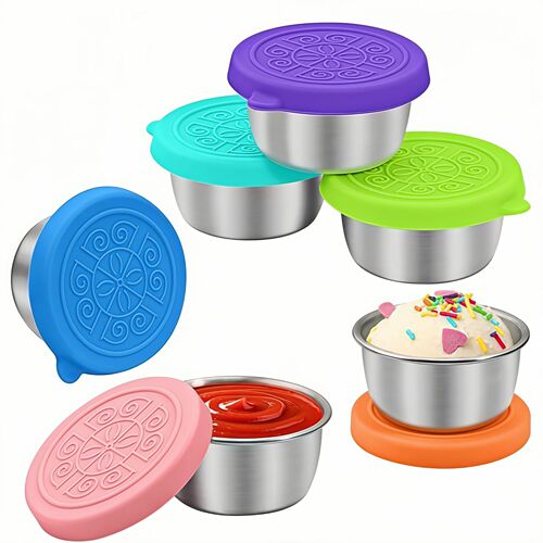 304 stainless steel sauce dish 40/50/70ml with lid sauce cup seasoning dish dipping dish anti-leak dipping sauce
