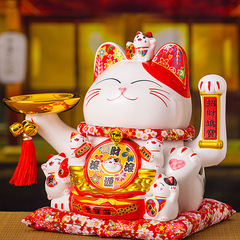Lucky Cat Ornament—Large Size, Automatic Waving Hand, Perfect for Store Openings, Business Prosperity, Front Desk, Home & Living Room Decoration, and as a Wealth-Bringing Gift