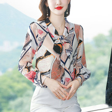 2025重磅真丝印花衬衫女长袖新款时尚法式复古港味气质桑蚕丝上衣