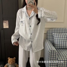 日系可爱insKT猫云朵棉睡衣女长袖春秋季可爱学生外穿家居服批发
