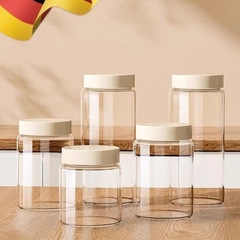 耐热玻璃密封罐食品分装瓶家用收纳储物罐辣酱罐香料罐透明密封罐