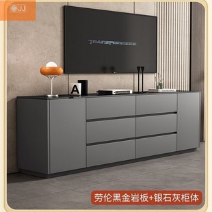 Slate Double-Layer Floor-Standing Tv Cabinet Floor-Standing Solid Wood Drawer New Heightened Long Tv Cabinet Solid Wood Tv Cabinet