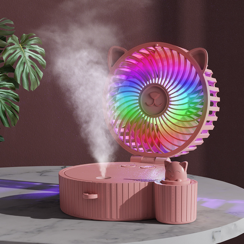 Pantalla digital, ventilador pequeño plegable portátil, mini ventilador de aromaterapia en aerosol de mano, ventilador de refrigeración con cuello halter, recargable