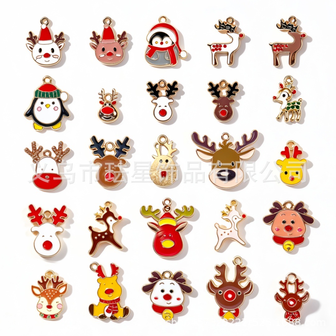 christmas pendant alloy oil drop pendant diy jewelry accessories christmas elk christmas deer earrings bracelet accessories