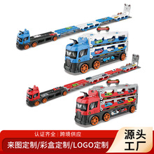 跨境新款灯光音乐收纳变形弹射折叠货柜车卡车合金小汽车儿童男孩