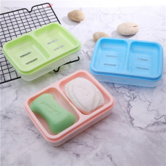 Creative dual-position double-body waterproof soap dish, stylish two-grid soap dish, two-grid draining plastic soap dish