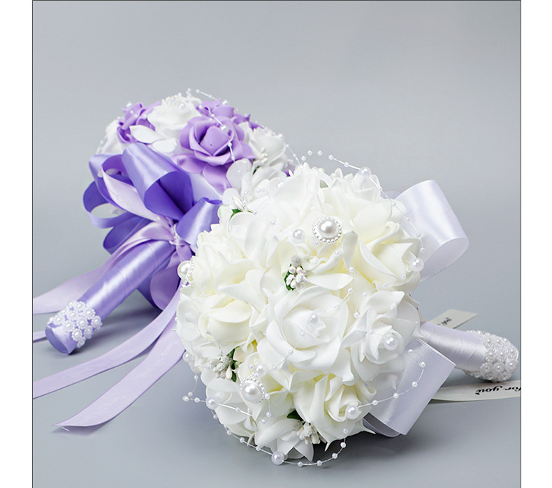 Fashion Wedding Supplies Foam Simulation Hand Holding Flower Pearl Decoration display picture 4