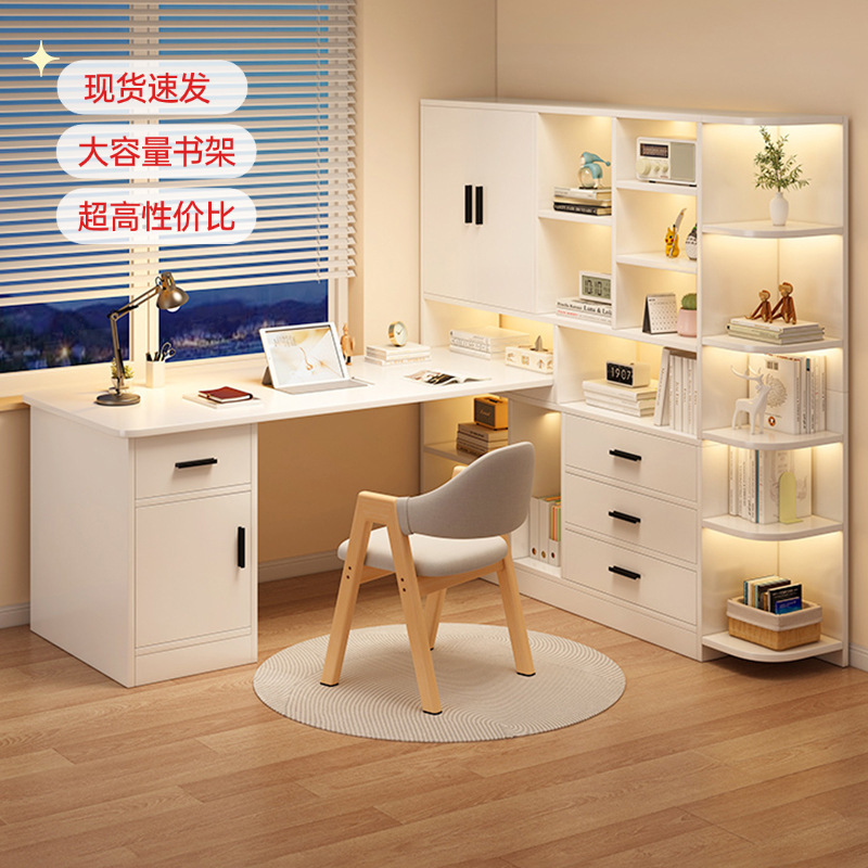Desk Bookshelf Integrated Table Student Home Writing Desk Bedroom Simple Desk L-Shaped Desk Corner Computer Desk