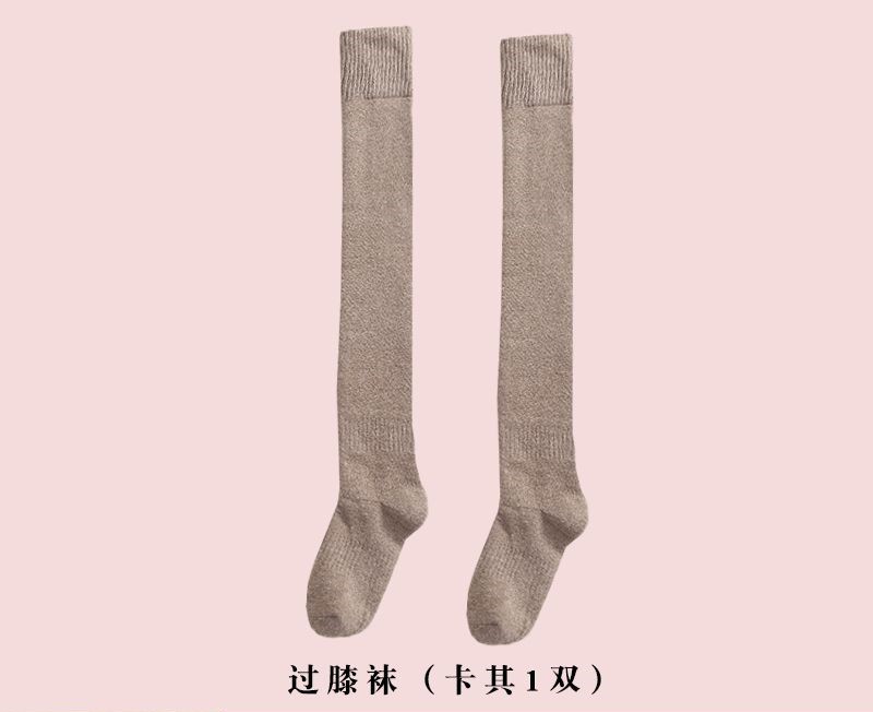 Medias de mujer Otoño e Invierno forradas de lana gruesa caliente sobre la rodilla calcetines Terry muslo calcetines adelgazantes de invierno versátiles calcetines gruesos para mujeres