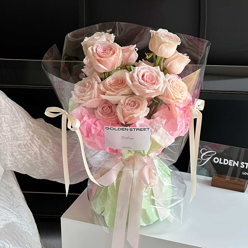 Qixi día de San Valentín gradiente de papel de perla de Sydney 38 g grueso ramo de flores colorido material de embalaje floral de revestimiento