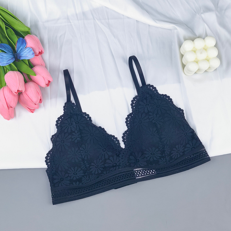 Transfronterizos sexy encaje envuelto en ropa interior de pecho de mujeres profundas V reunidas bra de espalda hermoso bra sin anillo de acero permeable comercio exterior