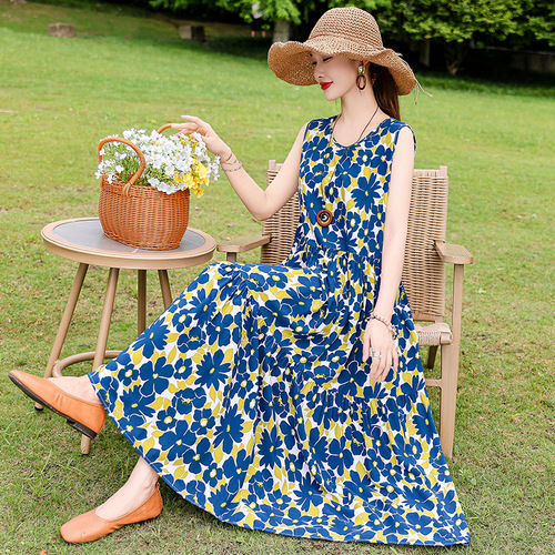 2025 New Beach Vacation Sandals Dress Super Fairy Bohemian Backless Dress High-end Cotton Silk Dress Slimming