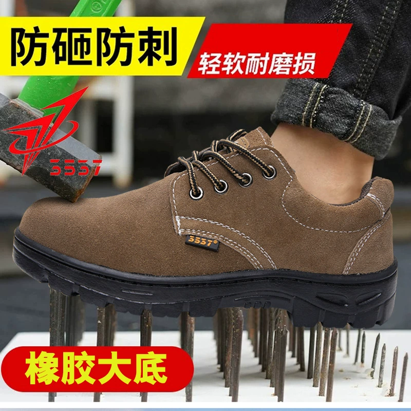 3537 подлинные мужские дышащие и износостойкие защитные ботинки из воловьей кожи со стальным носком для сварщиков на стройке, рабочая обувь