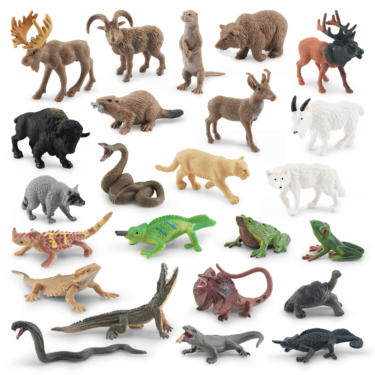 Simulación transfronteriza paraguas lagarto tortuga árbol Rana Cobra mapache Cougar Grizzly ELK anfibio modelo adornos