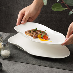 Creative Japanese food plate, irregular shaped long fish plate, high-end sushi plate, hotel long plate, ceramic tableware