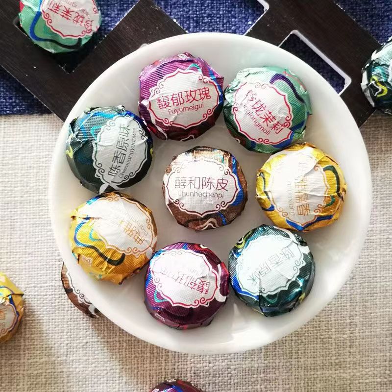 Yunnan Pu'er Small Tuo Tea Glutinous Rice Fragrant Rose Jasmine Citri Reed Peel Original Flower Fragrance Mini Small Tuo Tea Pu'er Ripe Tea