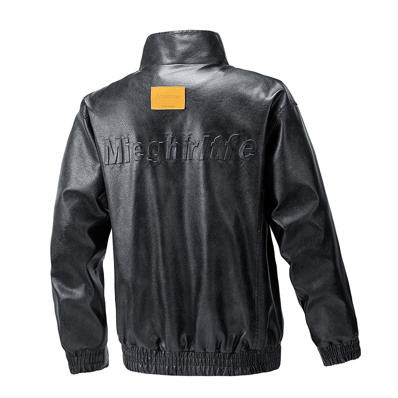 Chaqueta de cuero PU de estilo americano de hombre chaqueta de hombre primavera y otoño nuevo cuello vertical chaqueta de motocicleta universal chaqueta de moda chaqueta