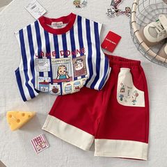 2025 新しい子供のベストスーツ原田治夏服ファッショナブルなベストショーツベビー男の子と女の子のスーツ