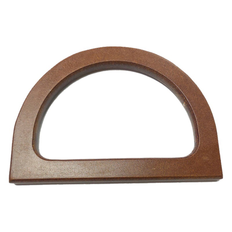 Handle accessories diy straw bag accessories wooden handle round wooden handle wooden D iron ring handle retro