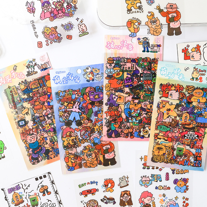 Pegatinas de Yuezhen isla linda de dibujos animados lindo estudiante pegatinas hechas a mano bricolaje decoración de la caja del teléfono móvil pegatinas de la cuenta de mano