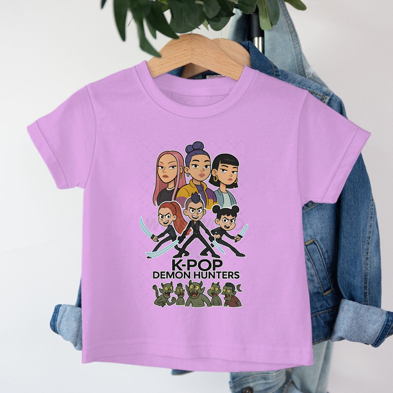 クロスボーダー KPop デーモンハンターデーモンハンターグループプリントコットン Tシャツ夏のファッション子供カジュアル半袖|undefined
