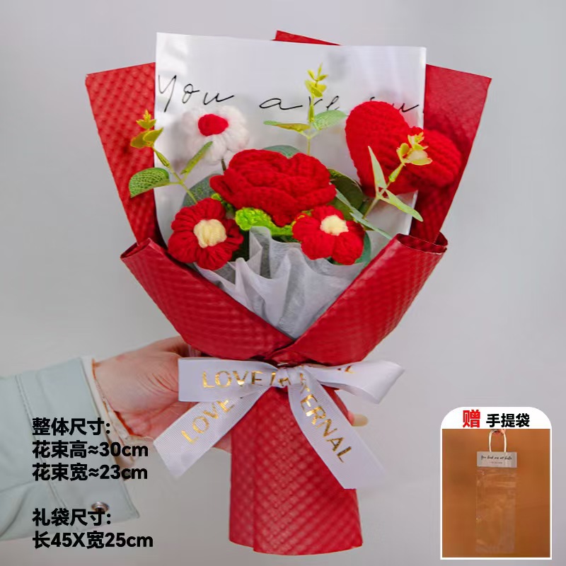 Amazon al por mayor buquete de lana hecha a mano trenzado imortalidad flor GeSan regalos de mano decoración simulación de San Valentín