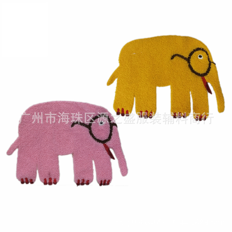 大象毛绒刺绣布贴DIY卡通动物补丁贴童装装饰贴服装破洞贴辅料
