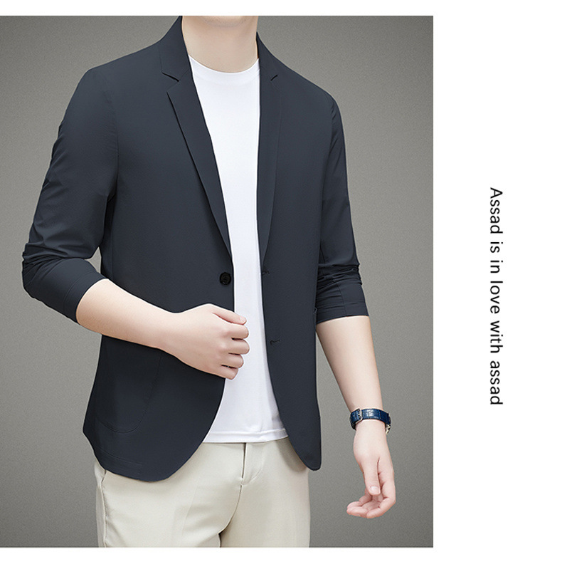 男士单西服春夏季轻薄款冰丝防晒衣高级感商务新款休闲小西装外套详情33