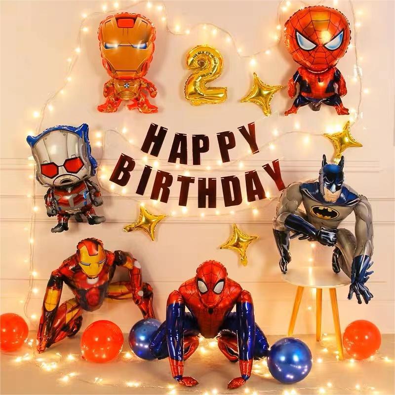 铝膜气球漫威3D蜘蛛侠钢铁侠蝙蝠侠生日派对装饰氛围套装场景布置