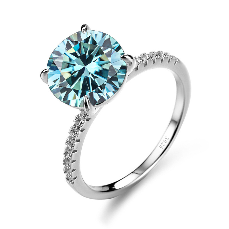 Transfronterizo s925 anillo de plata esterlina de 5 quilates anillo de piedra de mosaico lujoso europeo y americano huevo de paloma D anillo de diamantes de mosaico