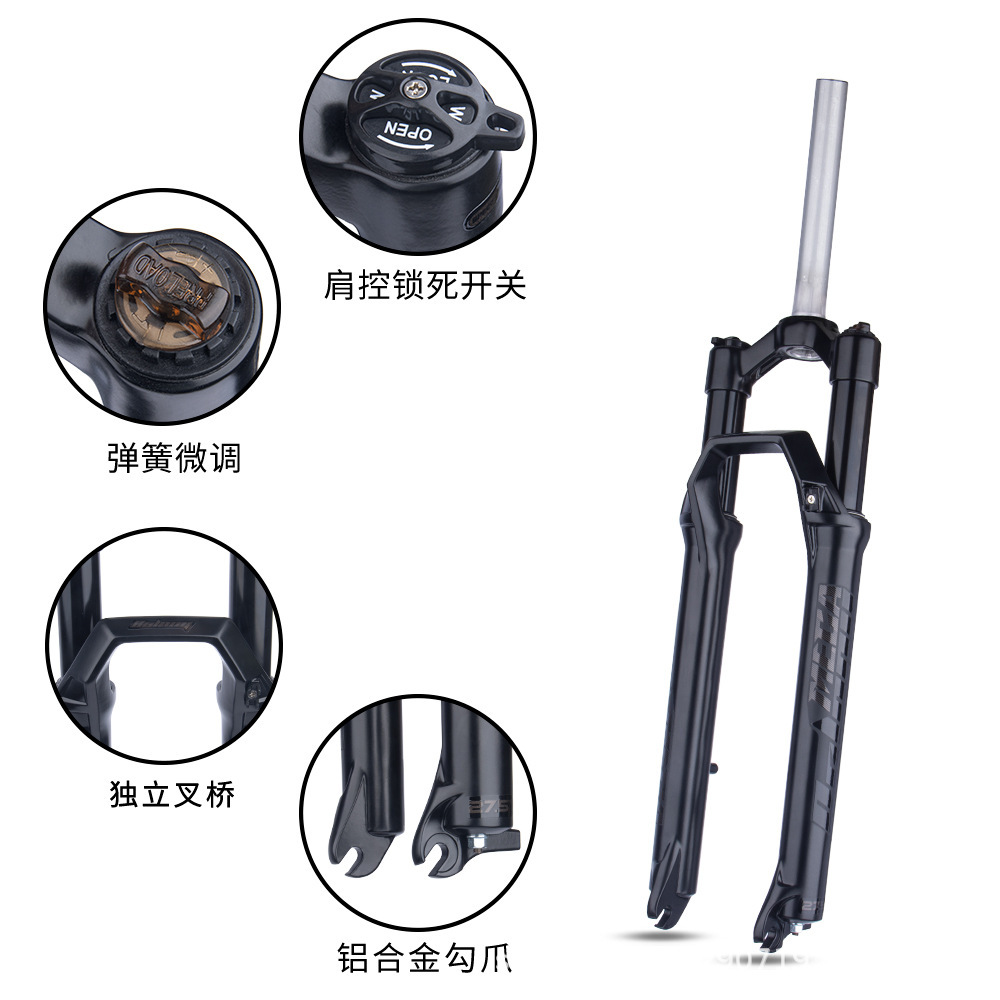 BOLANY bicicleta de montaña tenedor delantero 27.5 29-pulgadas hombro control bloqueo aleación de aluminio amortiguador mecánico tenedor delantero 34mm