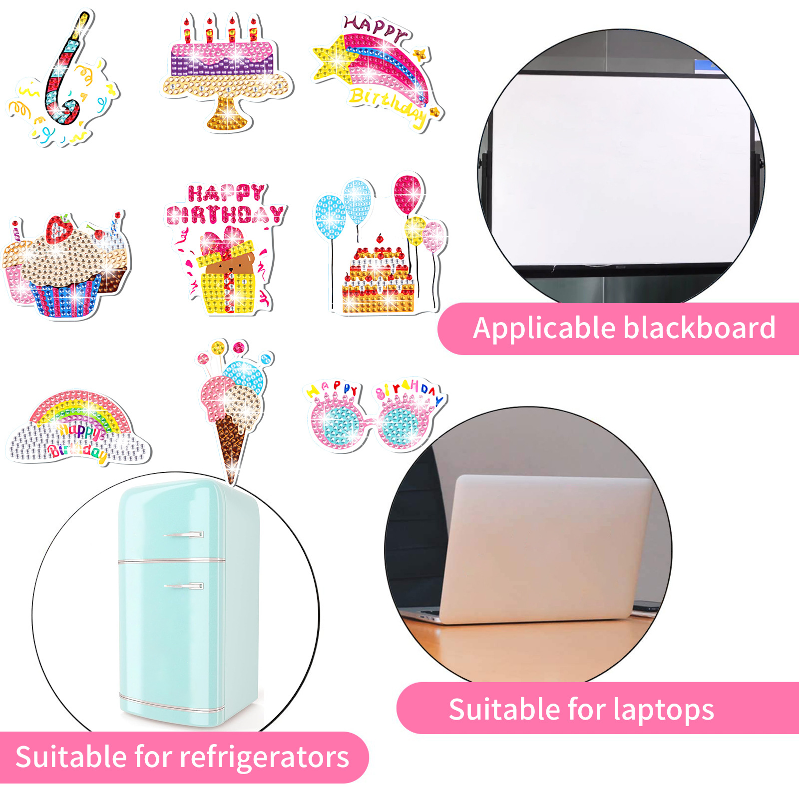 Postre de pastel globo de absorción de diamantes pintura pegatinas de refrigerador para niños DIY creativo mampostería pegatinas juguetes al por mayor