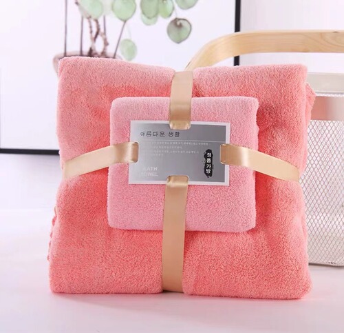 Towel and bath towel set manufacturer warp knitted coral velvet trimming set soft absorbent gift wholesale