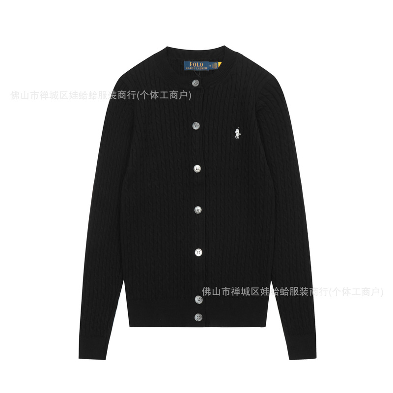马标拉夫劳伦 女装小麻花针织开衫 修身经典款polo 纯色圆领外搭|undefined