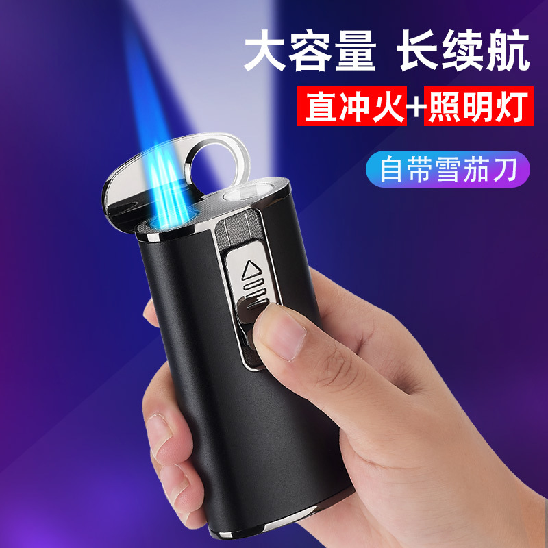 new pattern multi-function Straight capacity Life Windbreak Blue Flame lighter personality originality customized business affairs gift