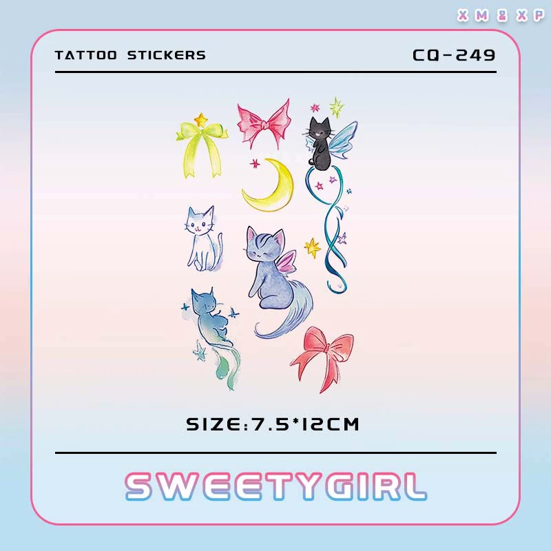 Small tattoo stickers with bow, waterproof watercolour, long-term effect