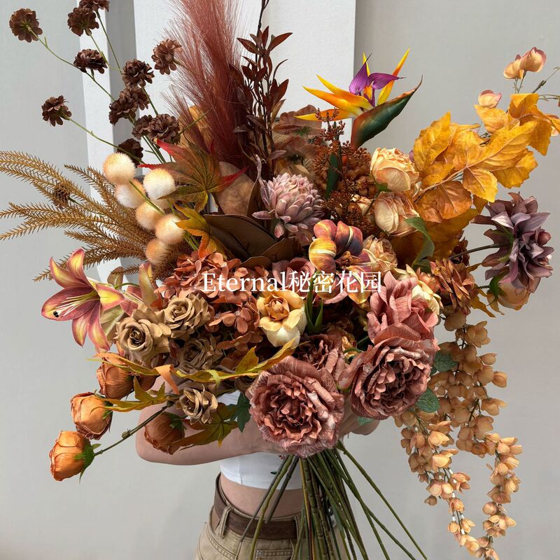 Earth Tones, Coffee Color, Autumn Orange, Artificial Flowers, Milk Tea Color, Wedding Decoration Bouquets, Wholesale Props, Flower Arrangements, Wedding Hall Earth Tones, Coffee Color, Autumn Orange, Artificial Flowers, Milk Tea Color, Wedding Decoration Bouquets, Wholesale Props, Flower Arrangements, Wedding Hall